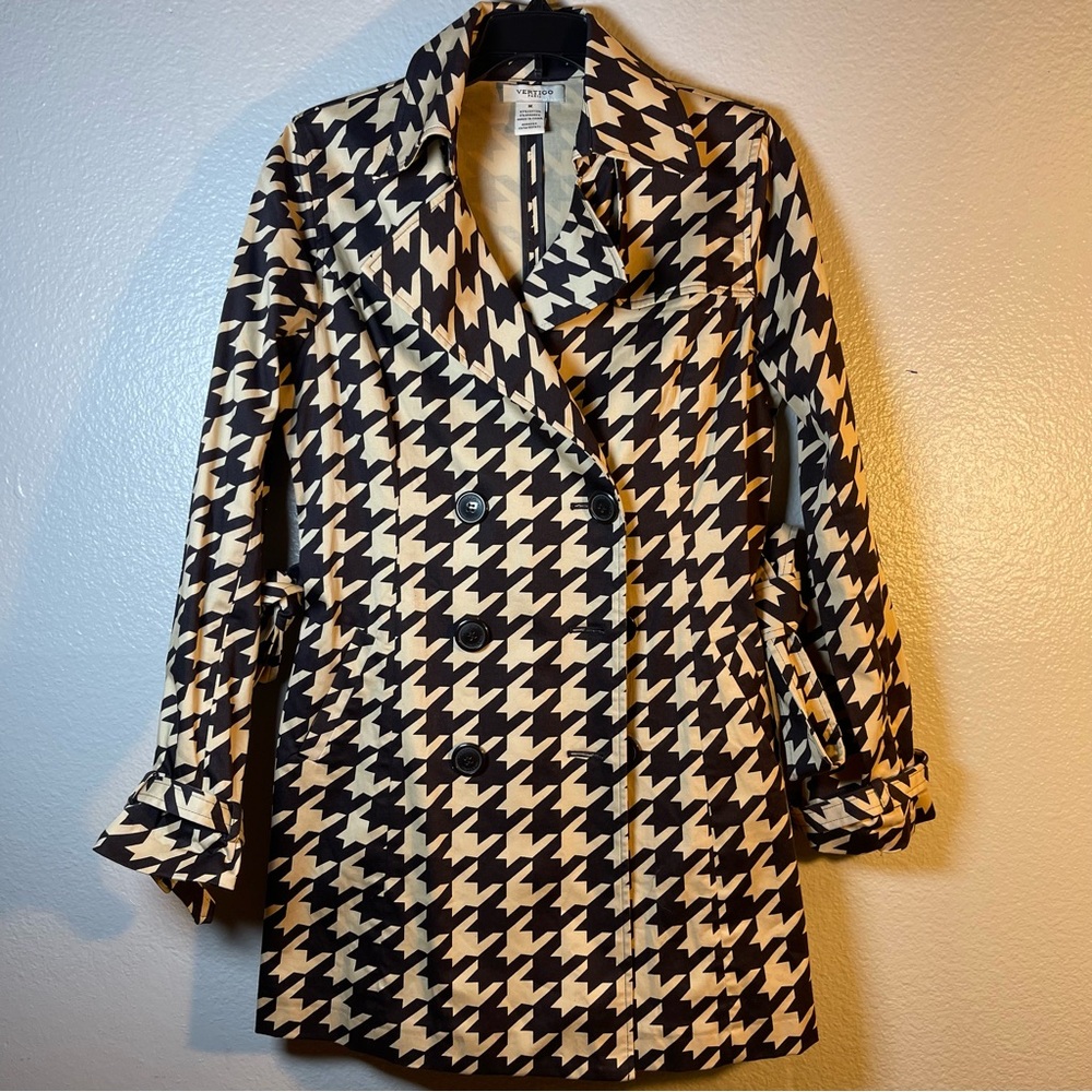 Vertigo Paris Houndstooth Trench Coat SZ:M